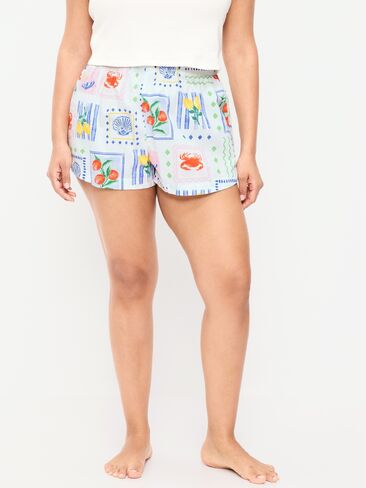 Old Navy Classic Poplin Boxer Pajama Shorts - Multi Blue Patchwork in Saudi Arabia