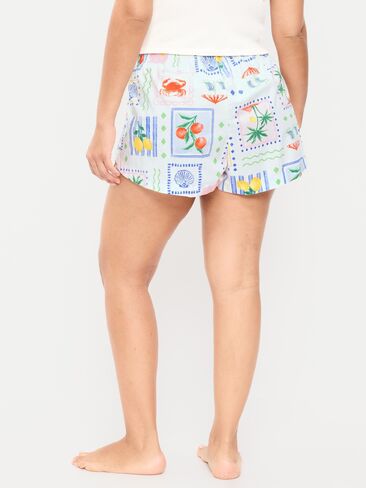 Old Navy Classic Poplin Boxer Pajama Shorts - Multi Blue Patchwork in Saudi Arabia