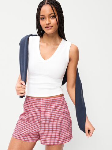 شورت بيجامة قطني من Old Navy - منقوش باللون الأحمر in Kuwait