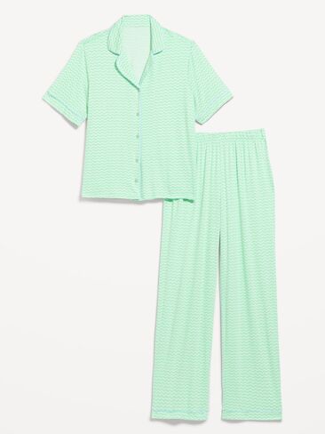 Old Navy Sunday Sleep Knit Jersey Pant Set - Green Stripe in Saudi Arabia