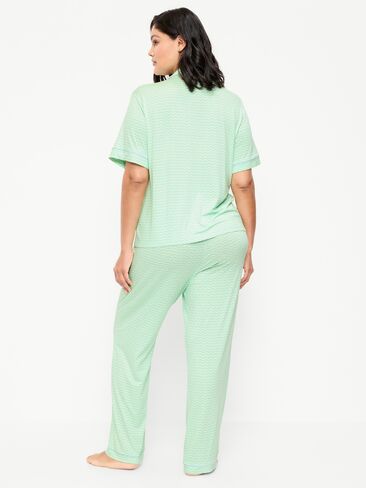 Old Navy Sunday Sleep Knit Jersey Pant Set - Green Stripe in Saudi Arabia