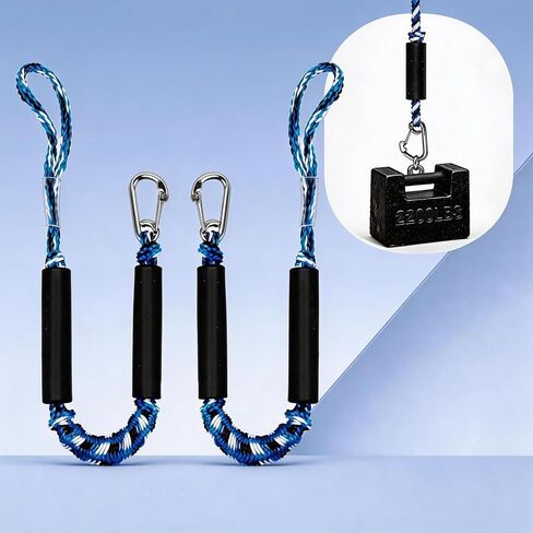 2 PK Green Bungee Dock Lines for Boats 2FT with 316 Stainless Clip Boat Accessories Marine Grade Boat Rope Boating Accessories Boat Dock Lines Jet Ski or PWC Mooring Boat Lines & Dock Ties in Saudi Arabia
