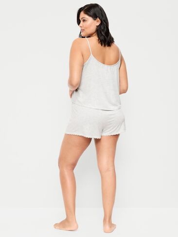 Old Navy Sunday Sleep Lace-Trim Pajama Tank and Shorts Set - Light Gray Heather in Kuwait