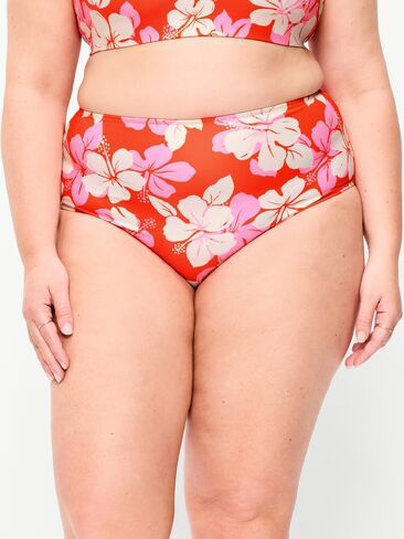 Old Navy High-Waisted Printed Bikini Swim Bottoms - Warm Hibiscus in Saudi Arabia