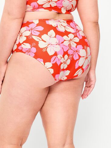 Old Navy High-Waisted Printed Bikini Swim Bottoms - Warm Hibiscus in Saudi Arabia