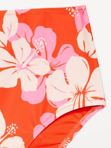 Old Navy High-Waisted Printed Bikini Swim Bottoms - Warm Hibiscus in Saudi Arabia