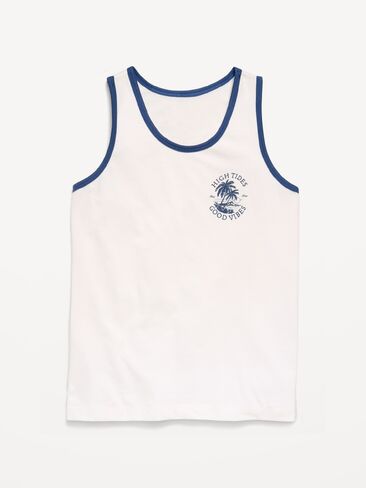 Old Navy Softest Graphic Tank Top for Boys - Sea Salt in Saudi Arabia