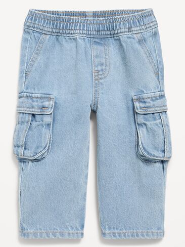 Old Navy Baggy Barrel-Leg Cargo Jeans for Baby - Light Wash in Saudi Arabia