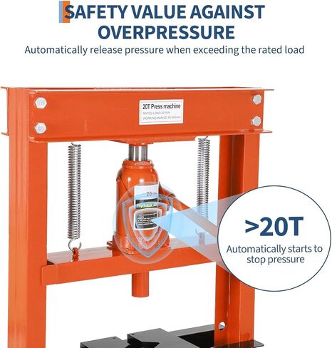 Hydraulic Press 20 Ton Hydraulic Shop Press H-Frame Garage Floor Adjustable Shop Press with 2 Plates Adjustable Working Table Height, Red in Saudi Arabia
