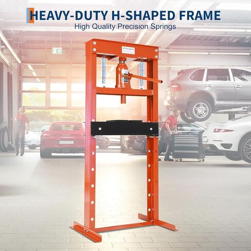 Hydraulic Press 20 Ton Hydraulic Shop Press H-Frame Garage Floor Adjustable Shop Press with 2 Plates Adjustable Working Table Height, Red in Saudi Arabia