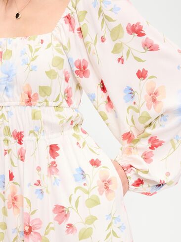 Old Navy Long-Sleeve Crepe Mini Dress - White Floral in Saudi Arabia
