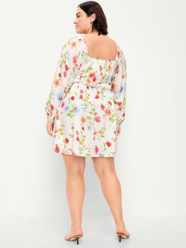 Old Navy Long-Sleeve Crepe Mini Dress - White Floral in Saudi Arabia