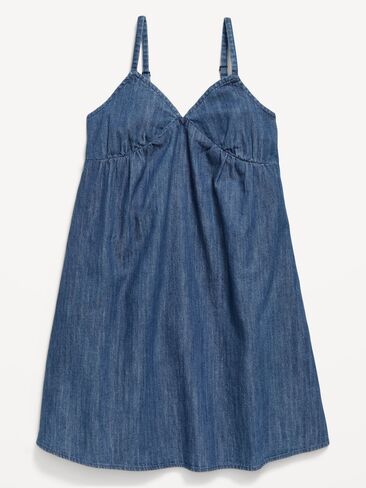 Old Navy Sleeveless Swing Jean Dress for Girls - Dark Wash in Saudi Arabia