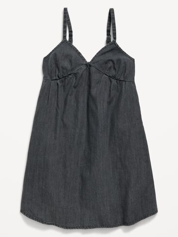 Old Navy Sleeveless Swing Jean Dress for Girls - Washed Black in Saudi Arabia