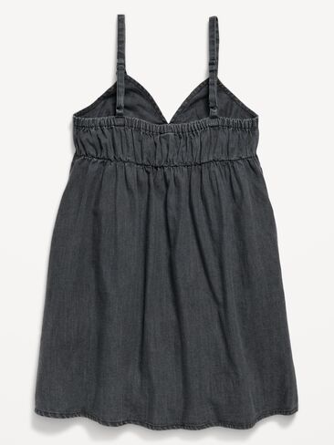 Old Navy Sleeveless Swing Jean Dress for Girls - Washed Black in Saudi Arabia