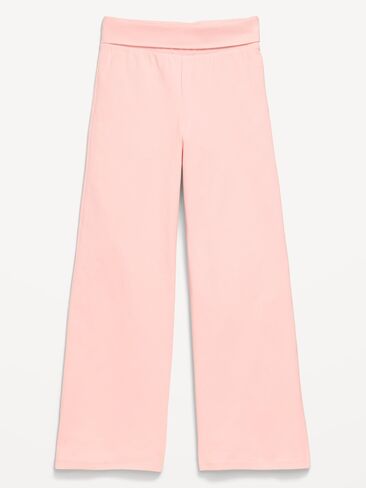 Old Navy Foldover Jersey Knit Wide-Leg Pants for Girls - Pink Sky in Saudi Arabia