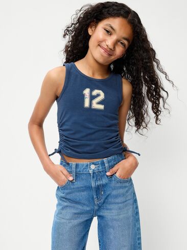 Old Navy Side-Ruched Tank Top for Girls - OBSCURE NIGHT in Saudi Arabia