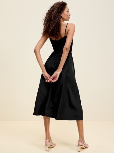 Old Navy The Occasion by Old Navy Fit & Flare Sleeveless Taffeta Midi Dress - Black Jack in Saudi Arabia