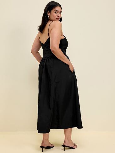 Old Navy The Occasion by Old Navy Fit & Flare Sleeveless Taffeta Midi Dress - Black Jack in Saudi Arabia