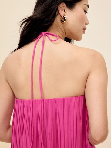 Old Navy The Occasion by Old Navy Pleated Halter Swing Mini Dress - Dragonfruit in Saudi Arabia