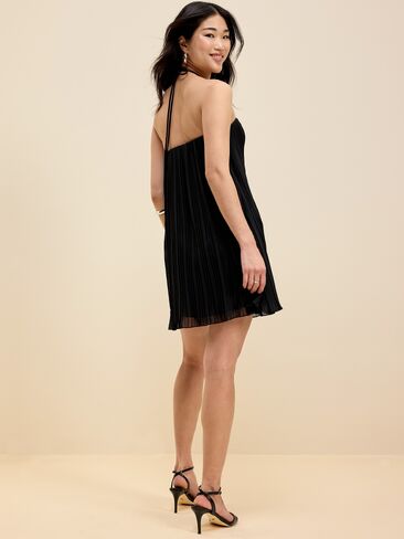 Old Navy The Occasion by Old Navy Pleated Halter Swing Mini Dress - Black Jack in Saudi Arabia