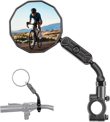 KEMIMOTO Bike Mirror Handlebar Mount, Aluminum 360° Adjustable & Foldable Rear View Mirror, Silicone-Enhanced Ball Joint – Extra Stability for Mountain Bikes, E-Bikes, Scooters & Cycling Accessories in Saudi Arabia