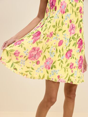 Old Navy The Occasion by Old Navy Pleated Halter Swing Mini Dress - Yellow Floral in Saudi Arabia
