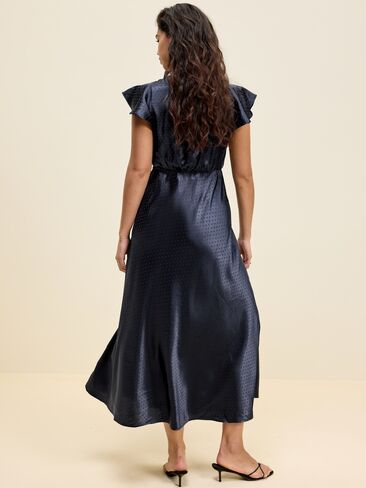 Old Navy The Occasion by Old Navy Satin Flutter-Sleeve Maxi Dress - In the Navy in Saudi Arabia