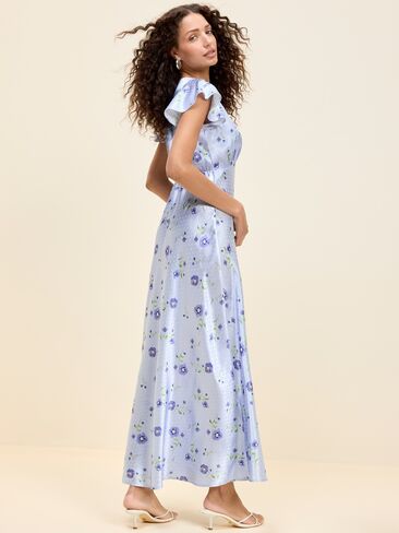 Old Navy The Occasion by Old Navy Satin Flutter-Sleeve Maxi Dress - Blue Floral in Saudi Arabia