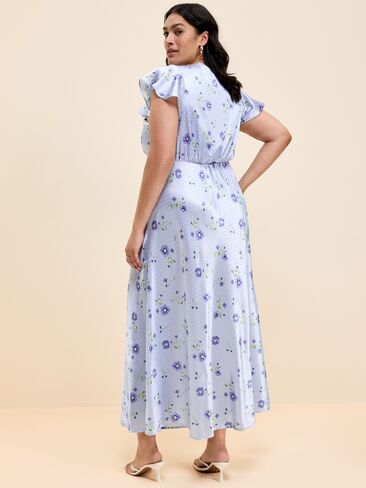 Old Navy The Occasion by Old Navy Satin Flutter-Sleeve Maxi Dress - Blue Floral in Saudi Arabia