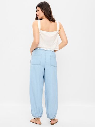 Old Navy Mid-Rise Pull-On Utility Harem Jeans - Light Wash in Saudi Arabia