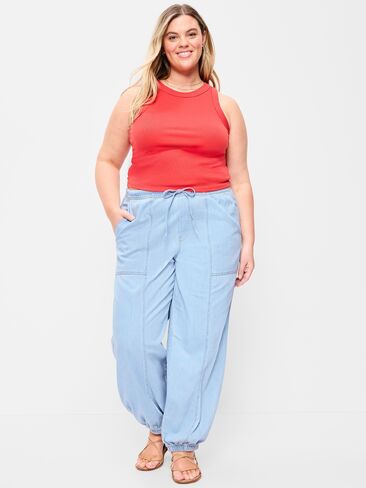 Old Navy Mid-Rise Pull-On Utility Harem Jeans - Light Wash in Saudi Arabia
