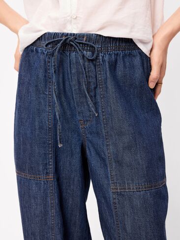 Old Navy Mid-Rise Pull-On Utility Harem Jeans - Dark Wash in Saudi Arabia