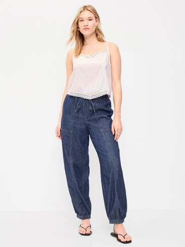 Old Navy Mid-Rise Pull-On Utility Harem Jeans - Dark Wash in Saudi Arabia