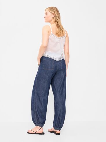 Old Navy Mid-Rise Pull-On Utility Harem Jeans - Dark Wash in Saudi Arabia