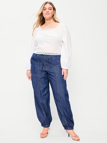 Old Navy Mid-Rise Pull-On Utility Harem Jeans - Dark Wash in Saudi Arabia