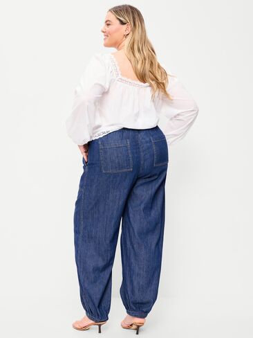 Old Navy Mid-Rise Pull-On Utility Harem Jeans - Dark Wash in Saudi Arabia