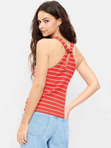 Old Navy Sleeveless Ribbed Loop-Back Tank Top - Red Stripe in Saudi Arabia