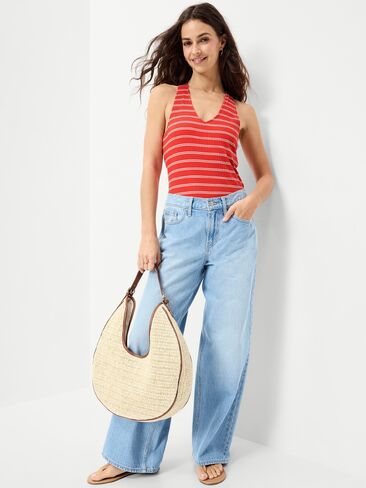 Old Navy Sleeveless Ribbed Loop-Back Tank Top - Red Stripe in Saudi Arabia