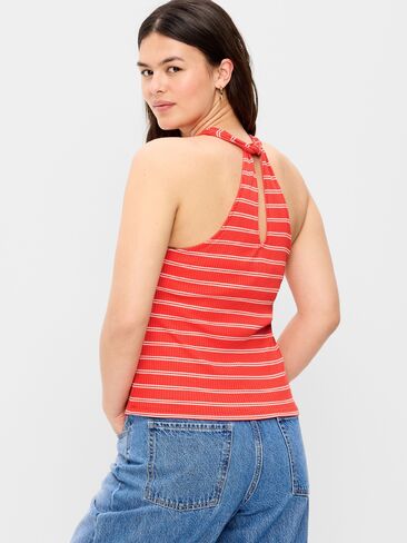 Old Navy Sleeveless Ribbed Loop-Back Tank Top - Red Stripe in Saudi Arabia