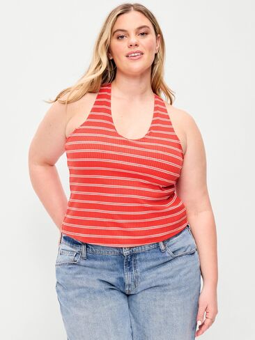Old Navy Sleeveless Ribbed Loop-Back Tank Top - Red Stripe in Saudi Arabia