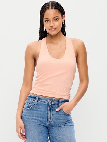 Old Navy Ribbed Loop-Back Halter Top - Peach Gelato in Saudi Arabia