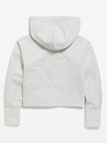 Old Navy Fitted Cropped 2-Way-Zip Hoodie for Girls - Light Heather Gray in Saudi Arabia