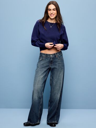 بنطال جينز Old Navy واسع الساق منخفض الارتفاع - فلوريس in Saudi Arabia