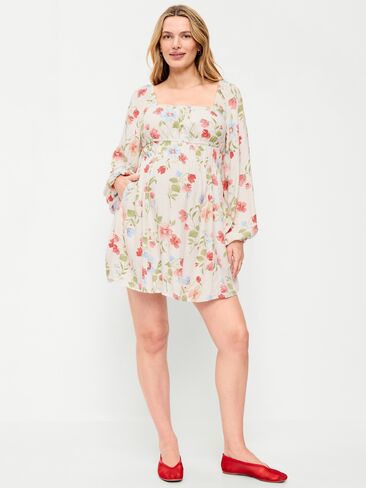 Old Navy Maternity Long-Sleeve Fit & Flare Dress - White Floral in Saudi Arabia