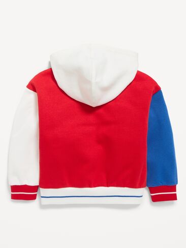 Old Navy Oversized Boxy Color-Block Pullover Hoodie for Toddler Boys - Color Block Red/Blue/White in Saudi Arabia