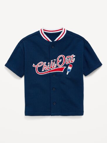 Old Navy Oversized Baseball Jersey Sweatshirt for Toddler Boys - Navy Blue in Saudi Arabia