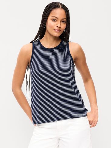 بلوزة بدون أكمام ذات رقبة عالية من Old Navy Luxe - شريط أبيض صغير in Saudi Arabia
