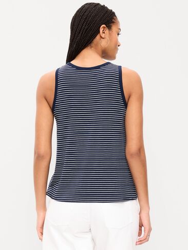 بلوزة بدون أكمام ذات رقبة عالية من Old Navy Luxe - شريط أبيض صغير in Saudi Arabia