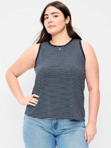 بلوزة بدون أكمام ذات رقبة عالية من Old Navy Luxe - شريط أبيض صغير in Saudi Arabia